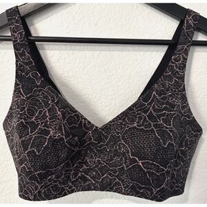 Lululemon Athletica 34C Like Nothing‎ Bra Lacescape Spanish Rose Black Wireless